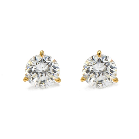 14k Yellow Gold Lab Grown Diamond Studs - Picture 1 of 2